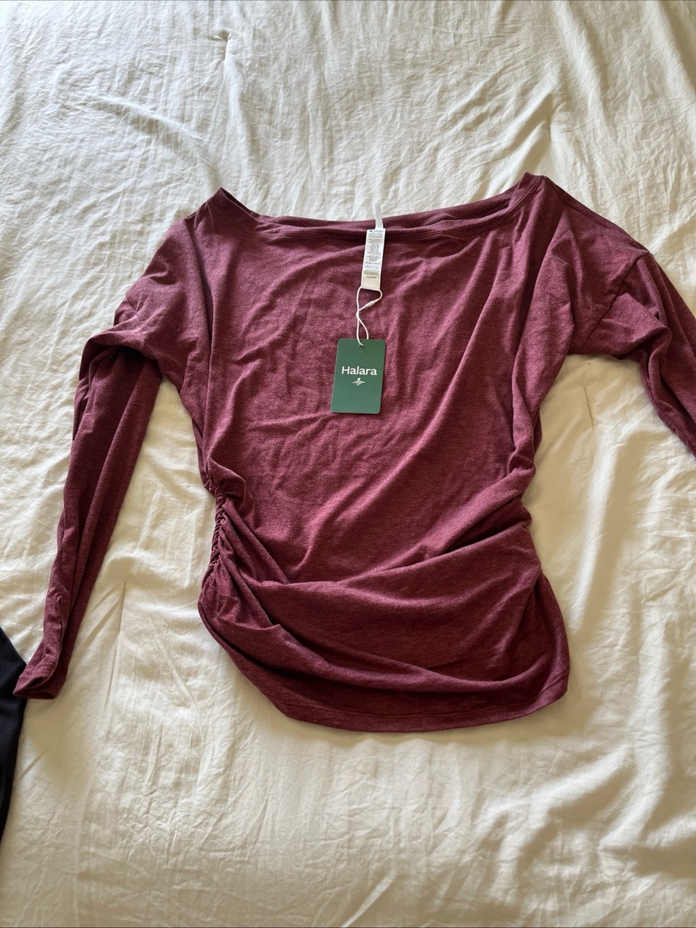 HALARA Long Sleeve Ruched Wine Top